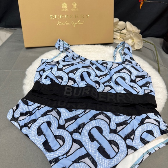 Burberry Blue Monogram Bikini Set